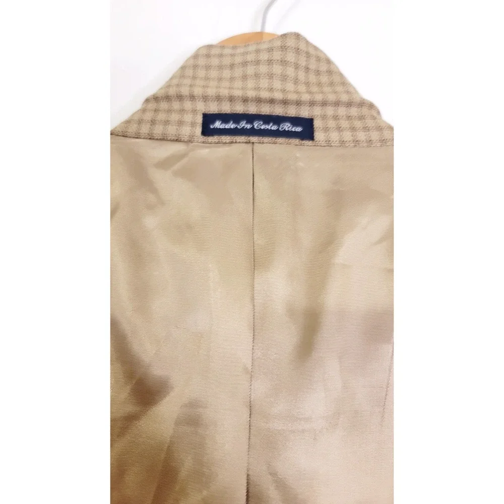 Vtg Nino Cerruti 46L Plaid Check‎ Blazer Jacket Sport Coat Brown Gold NWT